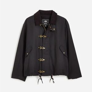 Madewell x Alpha Industrie Waxed Funnel Neck Coat with Lobster Fireman Clasp